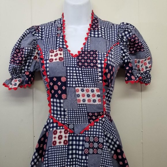 Vtg Handmade Patchwork Cottagecore Prairie Dress - Picture 2 of 3